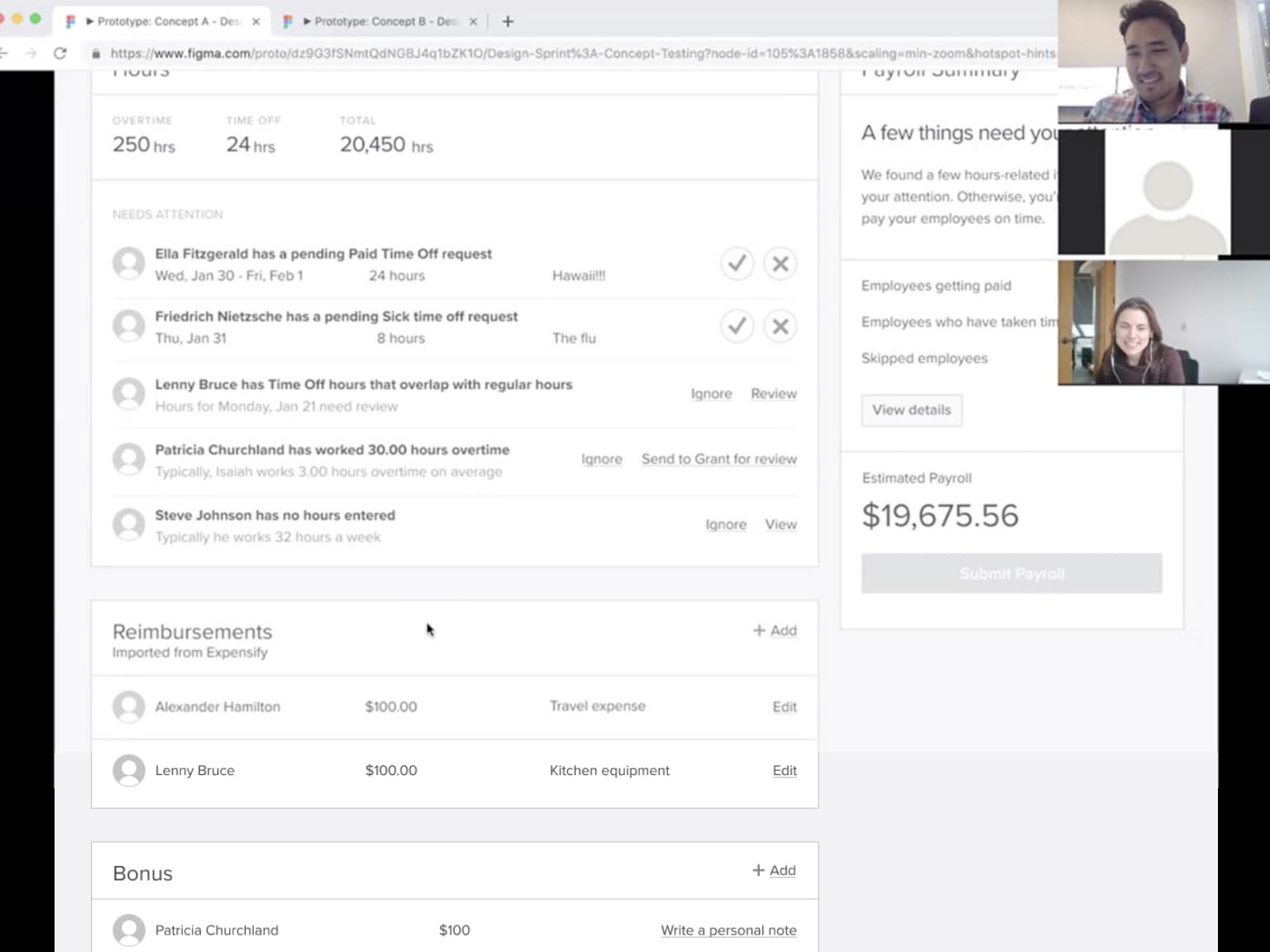 User testing session 2